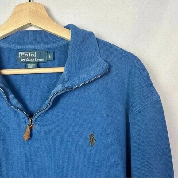 Polo Ralph Lauren Royal Blue Quarter Zip Pullover Sweater L - Picture 3 of 4